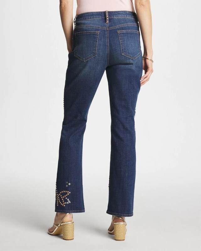 Embellished Girlfriend Cropped Flared Jeans - image 4